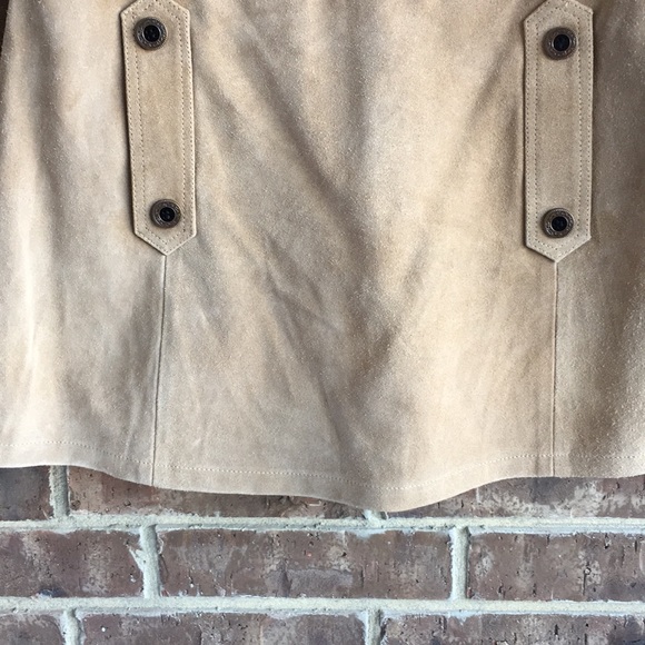 NWOT Topshop Tan Genuine Suede Skirt - Picture 3 of 8